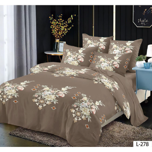 Lenjerie de pat dublu Bumbac Finet, pentru 2 persoane, 6 piese, Cearceaf de pat 230 x 250cm, JN-103