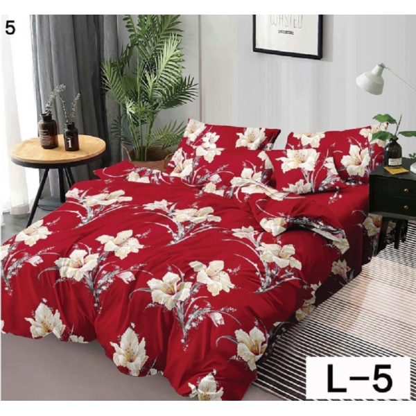Lenjerie de pat dublu Bumbac Finet, pentru 2 persoane, 6 piese, Cearceaf de pat 230 x 250cm, JN-106
