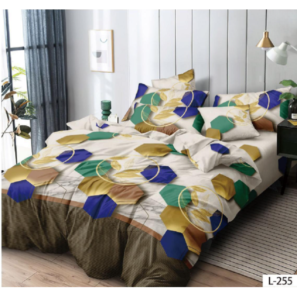 Lenjerie de pat dublu Bumbac Finet, pentru 2 persoane, 6 piese, Cearceaf de pat 230 x 250cm, JN-122
