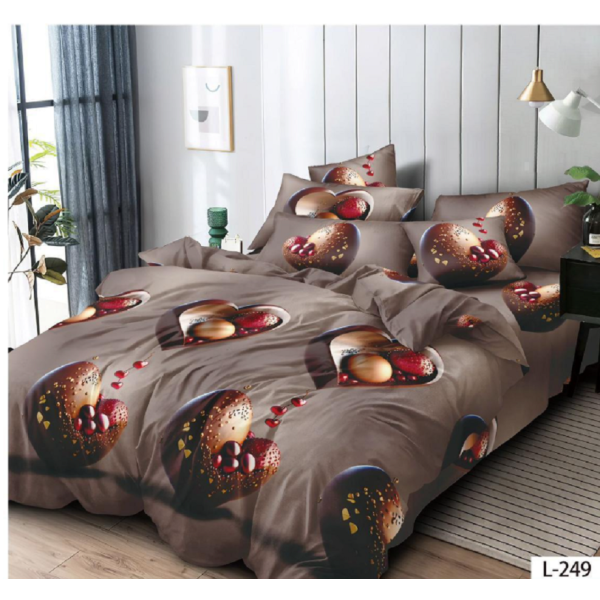 Lenjerie de pat dublu Bumbac Finet, pentru 2 persoane, 6 piese, Cearceaf de pat 230 x 250cm, JN-125