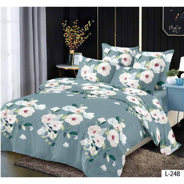Lenjerie de pat dublu Bumbac Finet, pentru 2 persoane, 6 piese, Cearceaf de pat 230 x 250cm, JN-126
