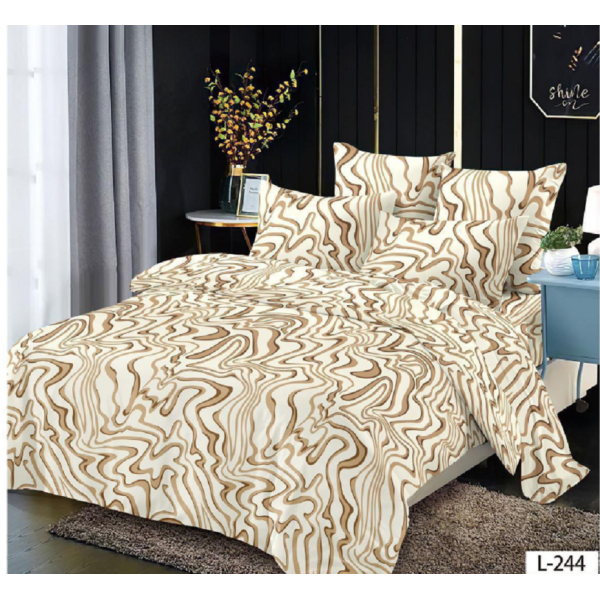 Lenjerie de pat dublu Bumbac Finet, pentru 2 persoane, 6 piese, Cearceaf de pat 230 x 250cm, JN-127
