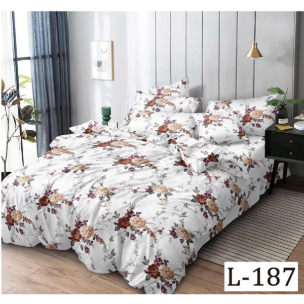 Lenjerie de pat dublu Bumbac Finet, pentru 2 persoane, 6 piese, Cearceaf de pat 230 x 250cm, JN-131