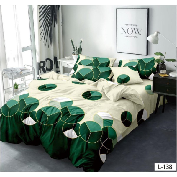 Lenjerie de pat dublu Bumbac Finet, pentru 2 persoane, 6 piese, Cearceaf de pat 230 x 250cm, JN-132