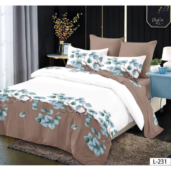 Lenjerie de pat dublu Bumbac Finet, pentru 2 persoane, 6 piese, Cearceaf de pat 230 x 250cm, JN-136