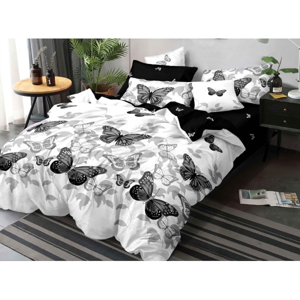 Set Lenjerie Eleganta Satinat  din 4 piese, Cearceaf de pat 230x245cm, cearceaf de pilota 200x230 cm, NN-058