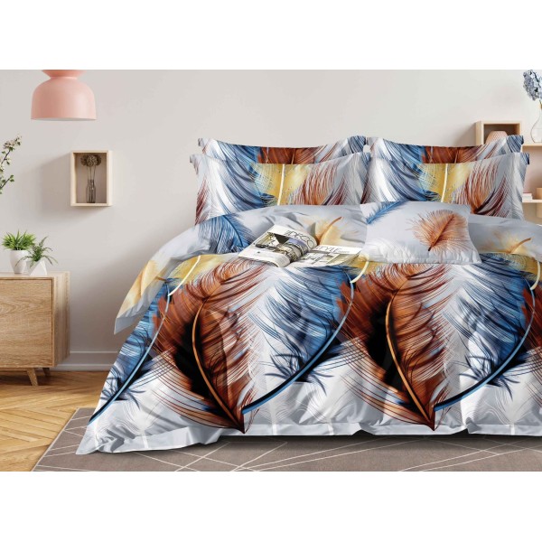 Set Lenjerie Eleganta Satinat  din 4 piese, Cearceaf de pat 230x245cm, cearceaf de pilota 200x230 cm, NN-064