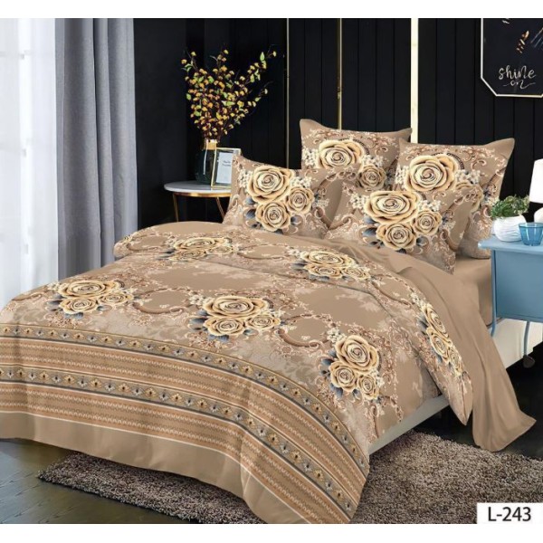 Lenjerie de pat dublu din Bumbac FINET, pentru 2 persoane, 6 piese, Cearceaf de pat 230 x 250cm, MLL-071