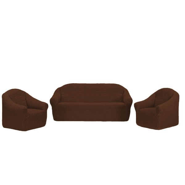 Set huse 3211, pentru canapele 3 locuri , 2 locuri si 2 fotolii, elastice, fara volane ,maro închis