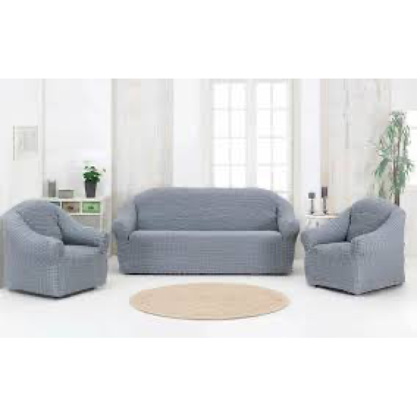 Set huse 3211, pentru canapele 3 locuri , 2 locuri si 2 fotolii, elastice, fara volane ,gri deschis