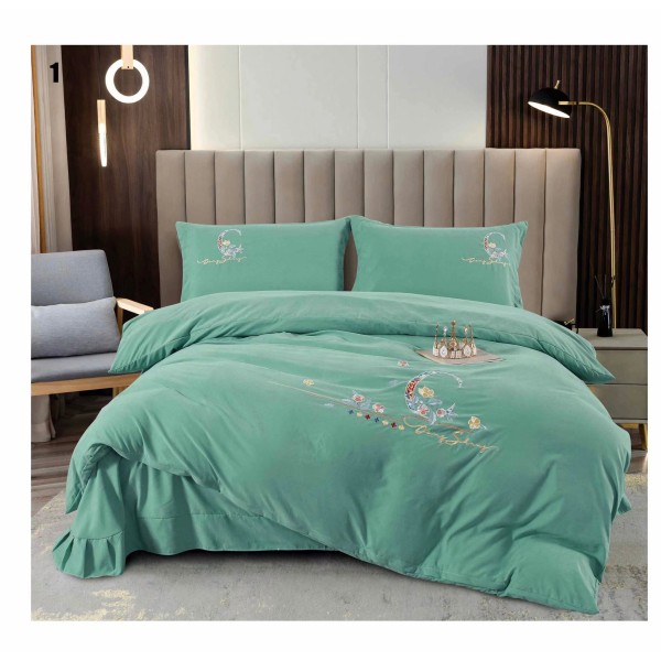 Set pat Luxury 4 Piese din Catifea BLEU CSK6