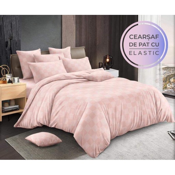 Lenjerie 6 piese din Damasc-Cearceaf cu Elastic