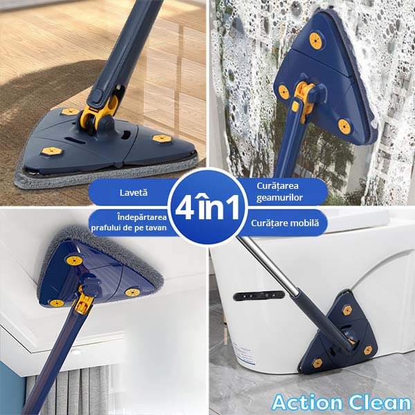 Mop cu cap triunghiular, reglabil, rotire 360 grade