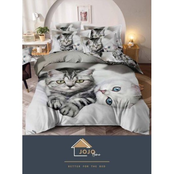 Lenjerie pat dublu, Bumbac Finet Superior, 6 Piese, Bumbac Finet, 3D, J18