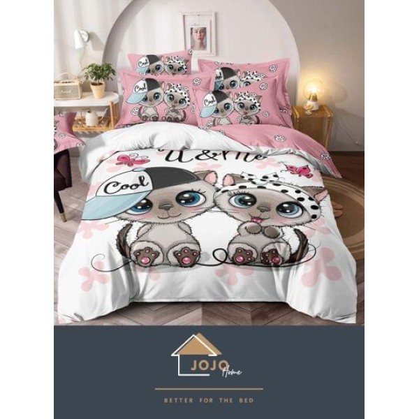Lenjerie pat dublu, Bumbac Finet Superior, 6 Piese, Bumbac Finet, 3D, J28