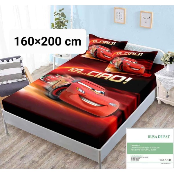 Set husa de pat dublu cu elastic si 2 fete de perna MM22 Set husa de pat dublu cu elastic si 2 fete de perna MM22