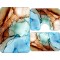 Covoare Pentru Baie, 3 Piese, Antiderapante , model albastru - maro abstractie