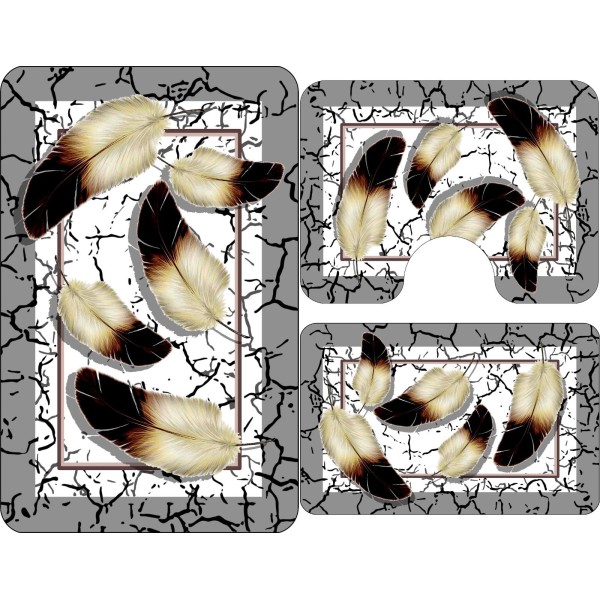 Covoare Pentru Baie, 3 Piese, Antiderapante , model pana