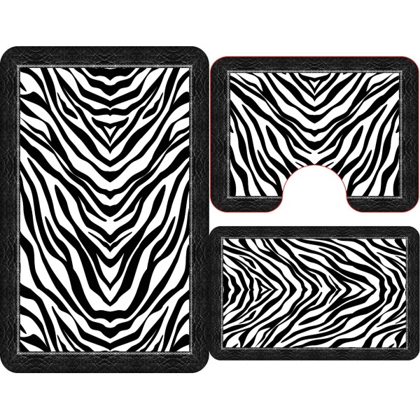 Covoare Pentru Baie, 3 Piese, Antiderapante , model fluturi zebra alb negru