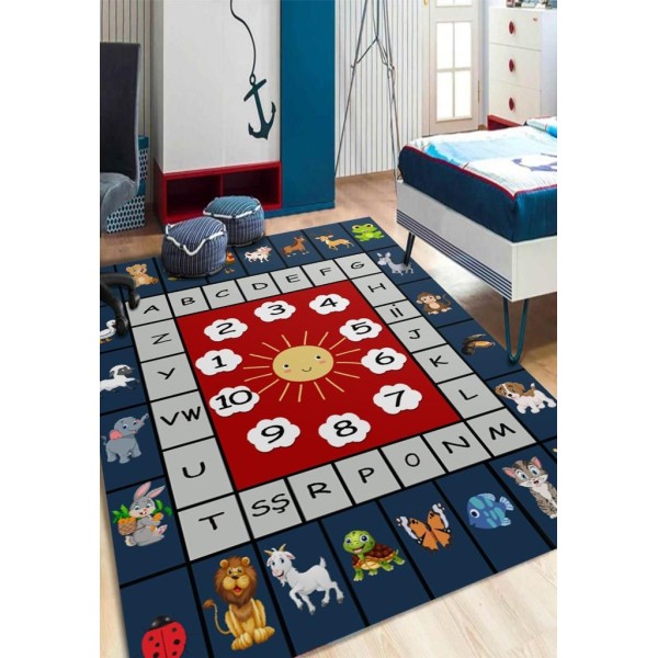 Covor antiderapant , 120 x 180, Ceas-alfabet-animalute Covor antiderapant , 120 x 180, Ceas-alfabet-animalute