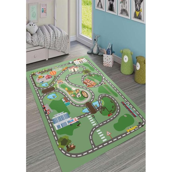Covor antiderapant , 120 x 180, Traseu pista(verde)