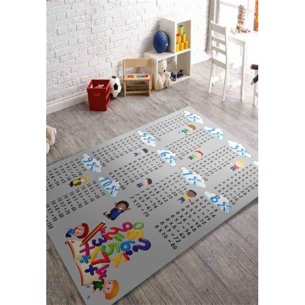 Covor antiderapant , 120 x 180, Tabla inmultirii(gri)