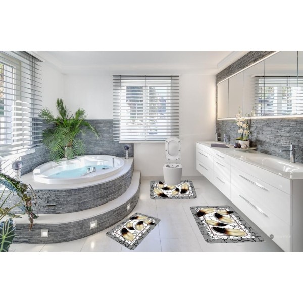 Covoare Pentru Baie, 3 Piese, Antiderapante , model pana