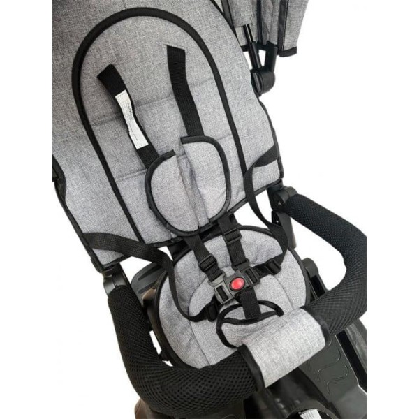 Tricicleta cu pozitie de somn, muzica si lumini, 8 luni - 4 ani, Roz Pudra - SL02 GRI