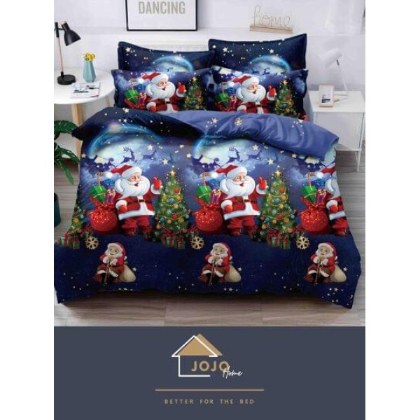 Lenjerie pat 1 PERSOANA, BUMBAC FINET, 4 piese, X-Mass Collection Jojo Home JC1P1