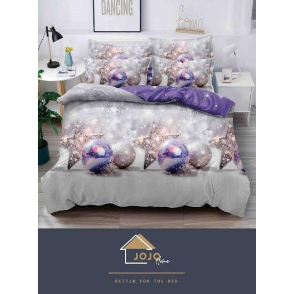 Lenjerie pat 1 PERSOANA, BUMBAC FINET, 4 piese, X-Mass Collection Jojo Home JC1P15