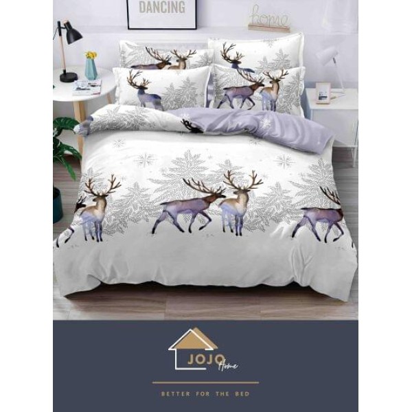 Lenjerie pat 1 PERSOANA, BUMBAC FINET, 4 piese, X-Mass Collection Jojo Home JC1P16