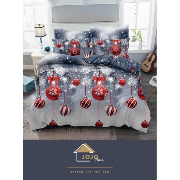 Lenjerie pat 1 PERSOANA, BUMBAC FINET, 4 piese, X-Mass Collection Jojo Home JC1P17