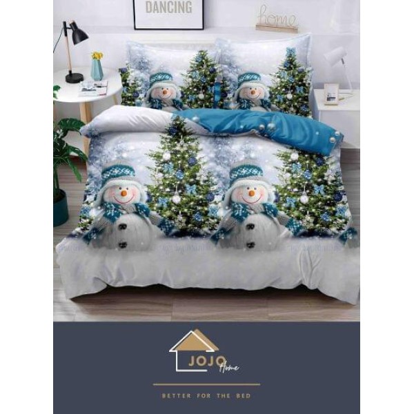 Lenjerie pat 1 PERSOANA, BUMBAC FINET, 4 piese, X-Mass Collection Jojo Home JC1P18