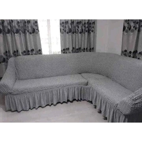 Husa creponata cu volane pentru gri deschis