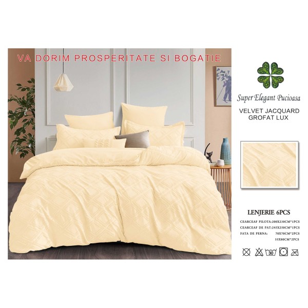 Lenjerie de pat bumbac Velvet Jacquard GROFAT – 6 piese LF6PB3