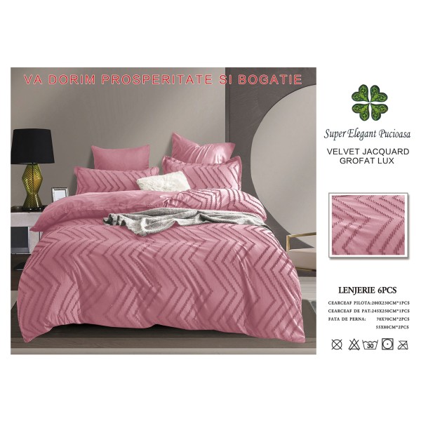 Lenjerie de pat bumbac Velvet Jacquard GROFAT – 6 piese LF6PB7