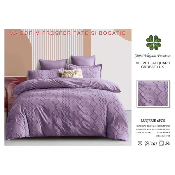 Lenjerie de pat bumbac Velvet Jacquard GROFAT – 6 piese LF6PB8