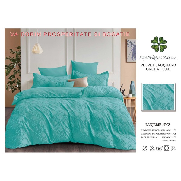 Lenjerie de pat bumbac Velvet Jacquard GROFAT – 6 piese LF6PB9 Lenjerie de pat bumbac Velvet Jacquard GROFAT – 6 piese LF6PB9