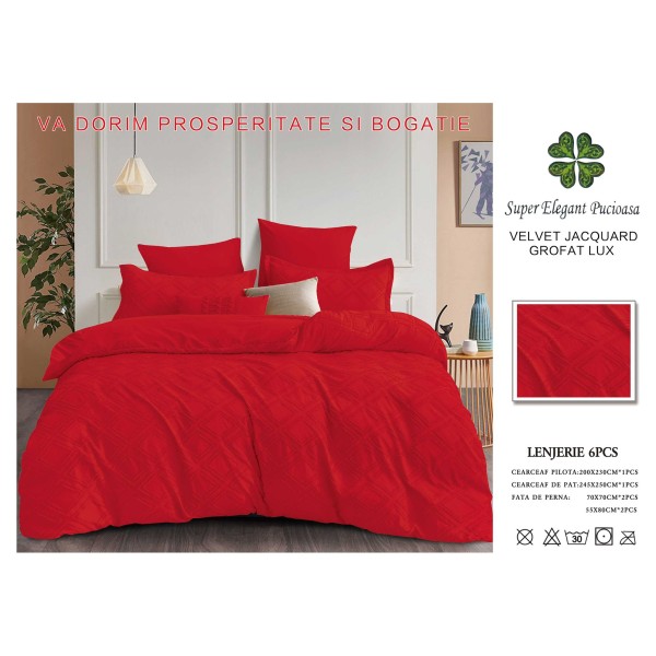 Lenjerie de pat bumbac Velvet Jacquard GROFAT – 6 piese LF6PB10