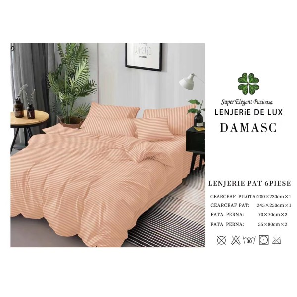 Lenjerie din Damasc - 6 Piese - Pat Dublu -DMP7