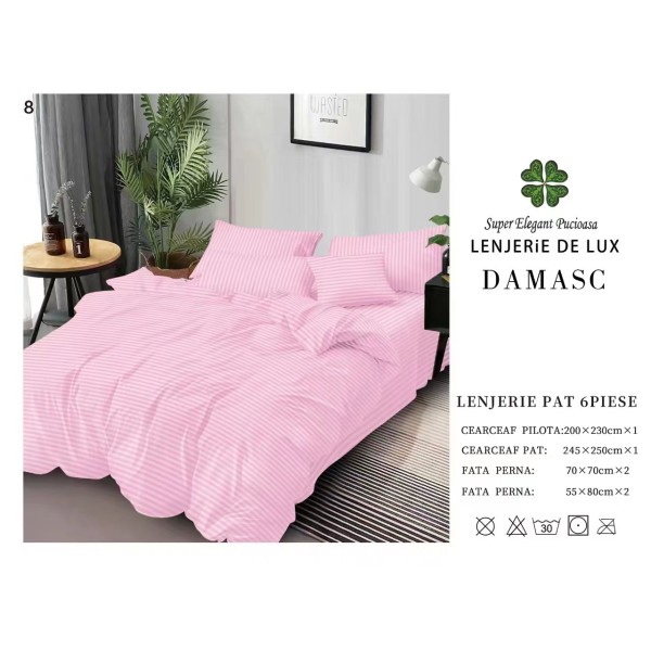 Lenjerie din Damasc - 6 Piese - Pat Dublu -DMP8