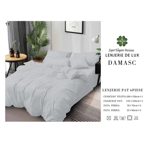 Lenjerie din Damasc - 6 Piese - Pat Dublu -DMP10