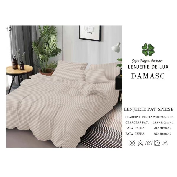 Lenjerie din Damasc - 6 Piese - Pat Dublu -DMP12