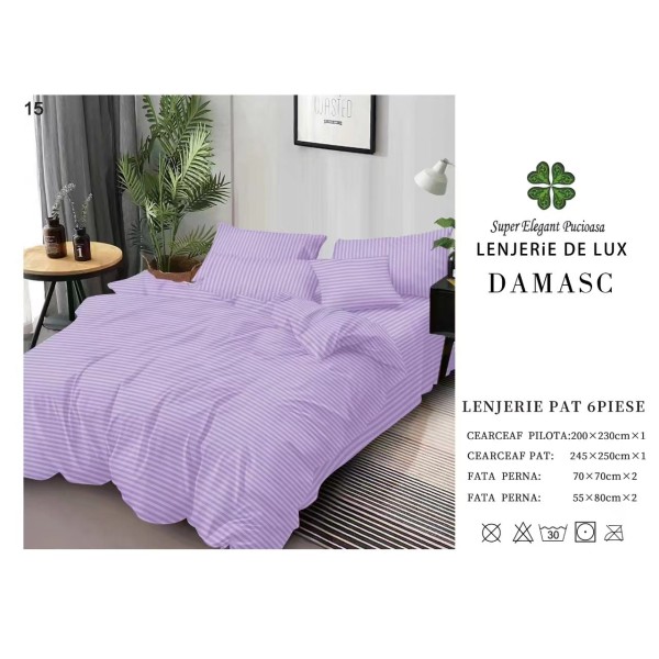 Lenjerie din Damasc - 6 Piese - Pat Dublu -DMP13