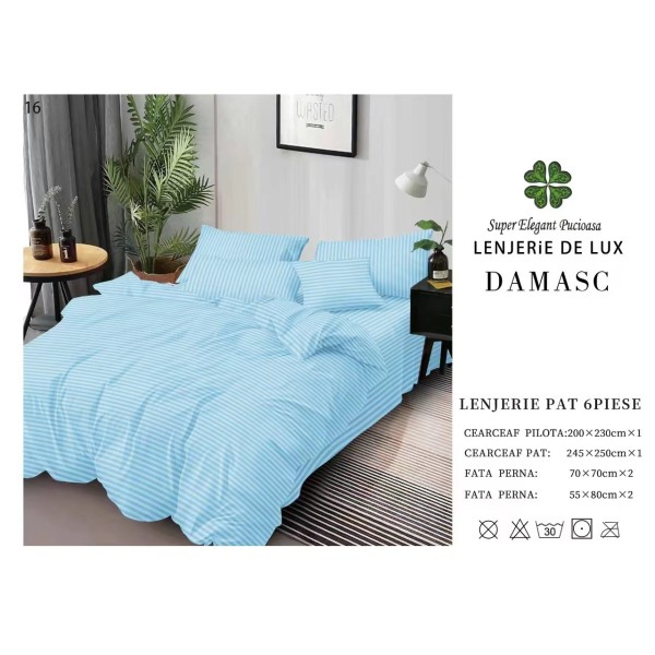 Lenjerie din Damasc - 6 Piese - Pat Dublu -DMP15