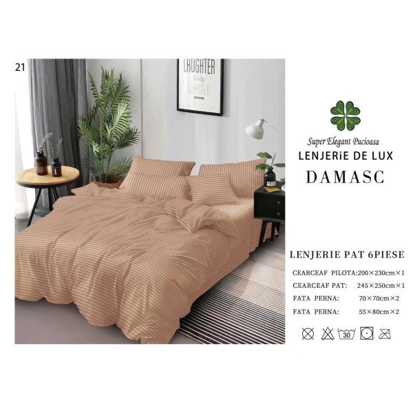 Lenjerie din Damasc - 6 Piese - Pat Dublu -DMP17
