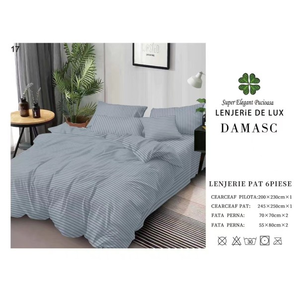 Lenjerie din Damasc - 6 Piese - Pat Dublu -DMP18