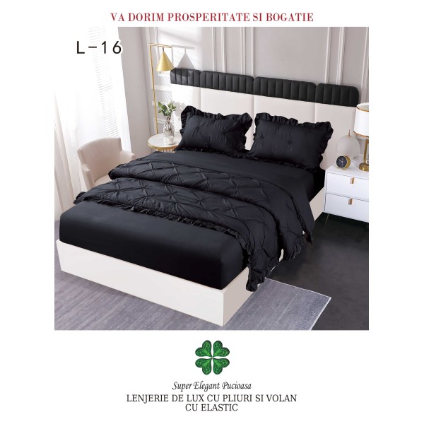 Lenjerie Uni din finet cu pliuri si volanase LFVP14