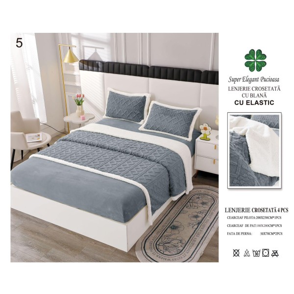 Lenjerie de pat TIP TRICOTAJ cu elastic LCTP3