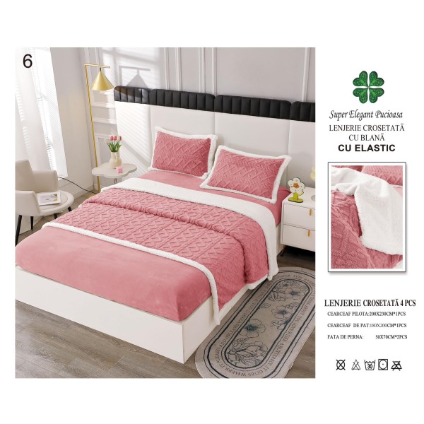 Lenjerie de pat TIP TRICOTAJ cu elastic LCTP4